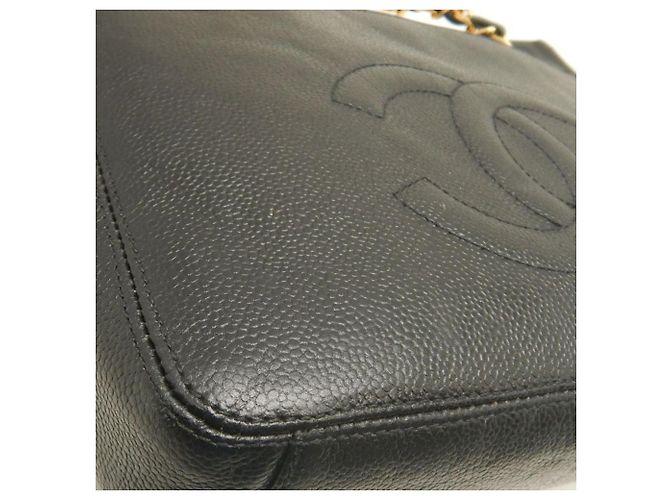 Tote Chanel CC Caviar nero con tasca frontale e catena - vista 10