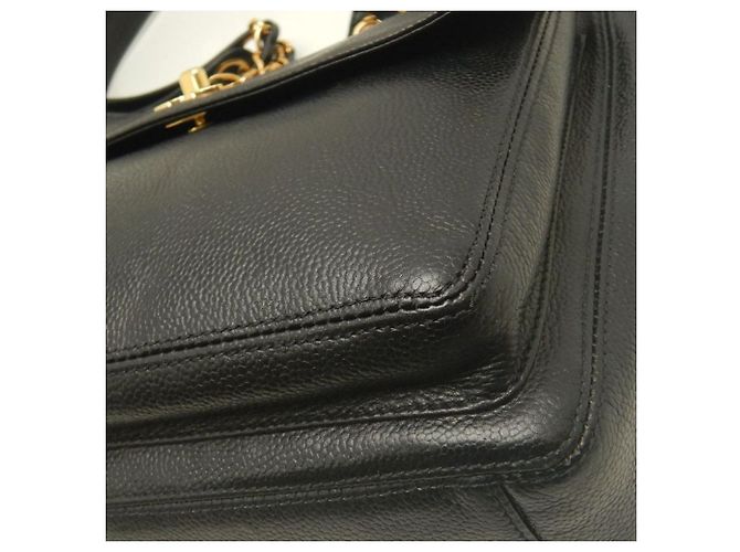 Tote Chanel CC Caviar nero con tasca frontale e catena - vista 11