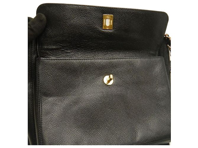 Tote Chanel CC Caviar nero con tasca frontale e catena - vista 14