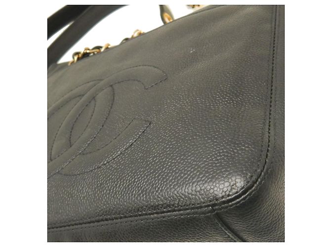 Tote Chanel CC Caviar nero con tasca frontale e catena - vista 15