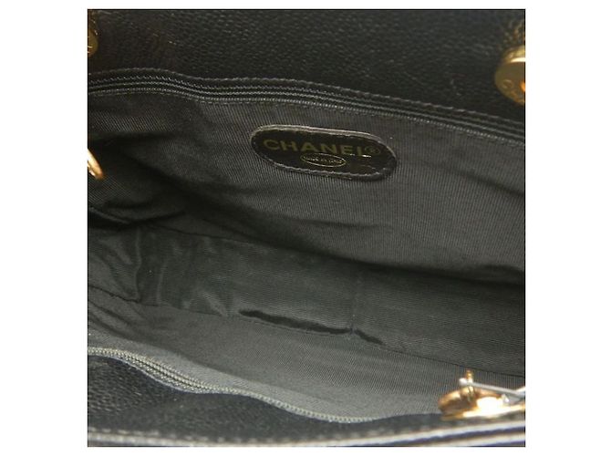 Tote Chanel CC Caviar nero con tasca frontale e catena - vista 3
