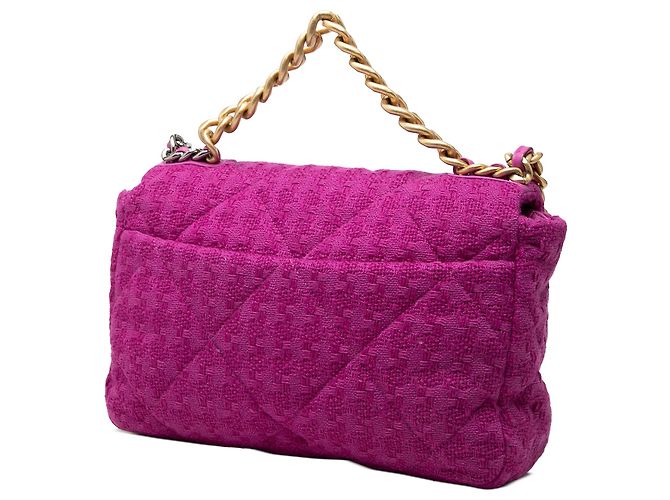 Borsa Chanel Large Tweed 19 con patta rosa Porpora - vista 2
