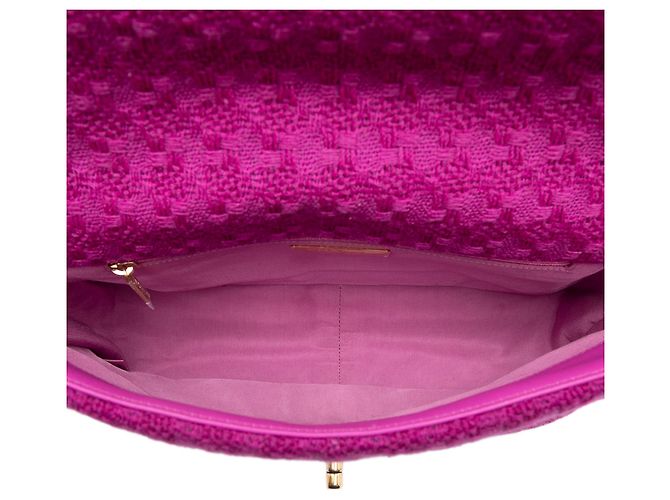Borsa Chanel Large Tweed 19 con patta rosa Porpora - vista 4