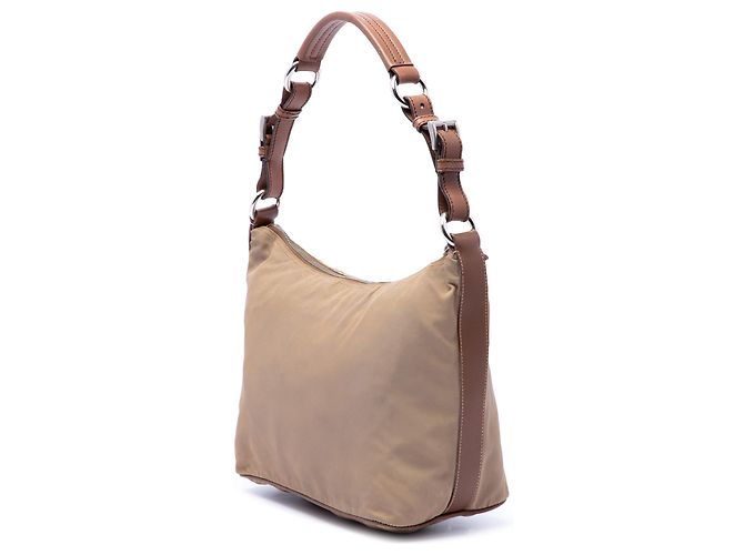 Borsa a tracolla Prada Tessuto con bordi Saffiano marrone - vista 2