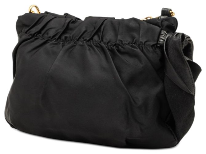 Borsa a tracolla nera Prada Tessuto Canapa Logo Bow Nero - vista 2