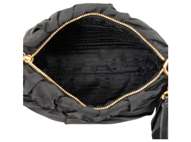 Borsa a tracolla nera Prada Tessuto Canapa Logo Bow Nero - vista 4