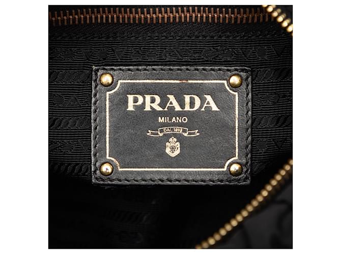 Borsa a tracolla nera Prada Tessuto Canapa Logo Bow Nero - vista 5