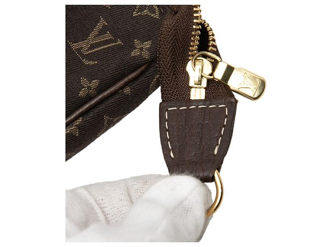 Pochette Louis Vuitton Monogram Mini Lin Bucket PM marrone - vista 5
