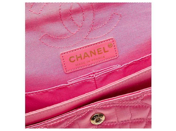 Borsa a tracolla Chanel Coco Croc Reissue 2.55 Double Flap in raso trapuntato rosa 224 - vista 5
