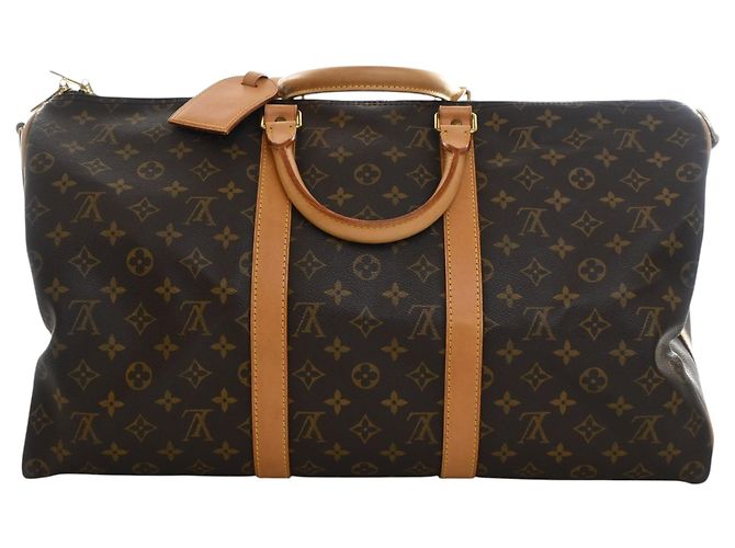 Borsa da viaggio marrone Louis Vuitton Monogram Keepall Bandouliere 50 - vista 4