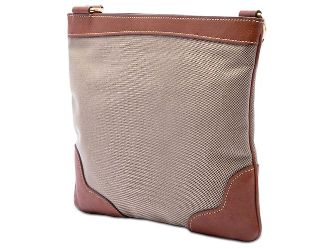 Bolsa transversal Prada em lona Canapa bege com logótipo - vista 2
