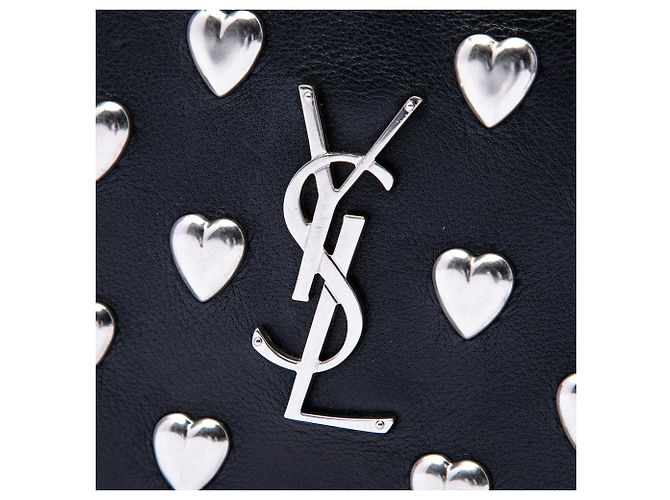 Borsa a tracolla Kate con monogramma e cuori borchiati in pelle di vitello nera Saint Laurent Medium Nero - vista 6