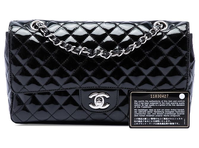 Borsa a tracolla Chanel Medium Quilted Patent Secret Label Nera Nero - vista 7