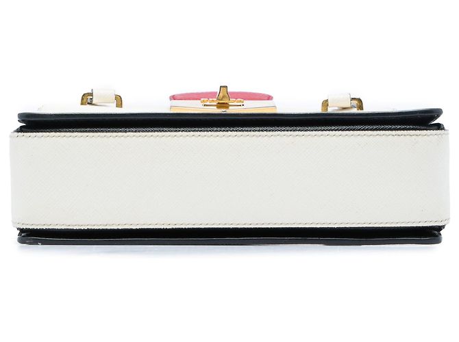 Mini borsa a mano Prada Mini Saffiano con chiusura Turnlock bianca Bianco - vista 3