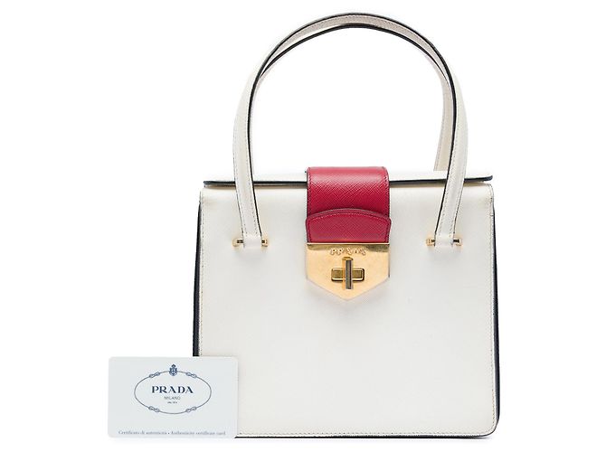 Mini borsa a mano Prada Mini Saffiano con chiusura Turnlock bianca Bianco - vista 6