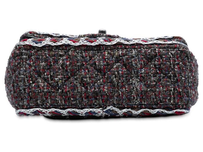 Borsa a tracolla Chanel Mini Rectangular Classic in tweed intrecciato con patta singola nera Nero - vista 3