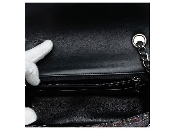 Borsa a tracolla Chanel Mini Rectangular Classic in tweed intrecciato con patta singola nera Nero - vista 4