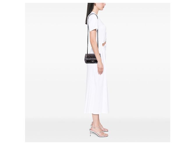 Borsa a tracolla Chanel Mini Rectangular Classic in tweed intrecciato con patta singola nera Nero - vista 7