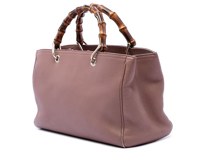 Borsa shopper Gucci Medium in pelle di vitello Bamboo rosa - vista 2