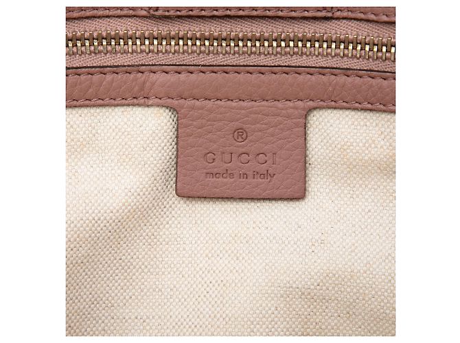 Borsa shopper Gucci Medium in pelle di vitello Bamboo rosa - vista 5