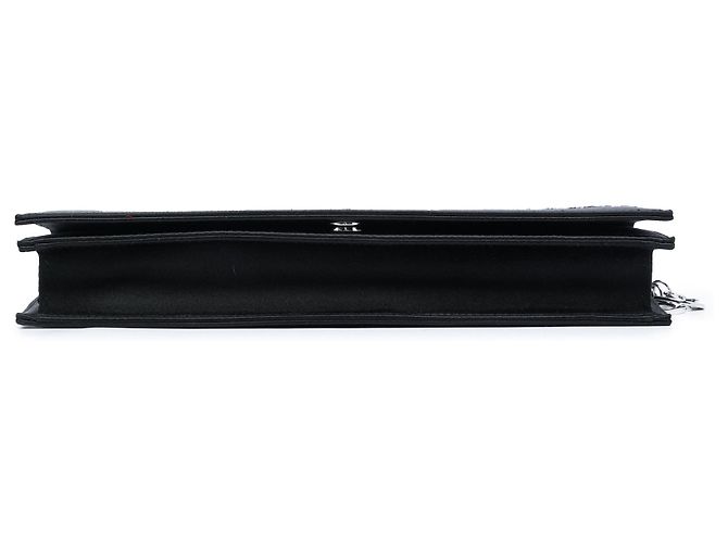 Clutch Dior in raso e paillettes nere con tracolla a catena Nero - vista 3