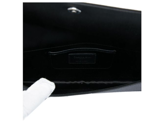 Clutch Dior in raso e paillettes nere con tracolla a catena Nero - vista 4