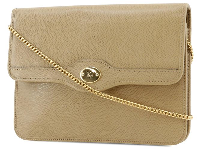 Borsa a tracolla in pelle beige Dior con catena - vista 2