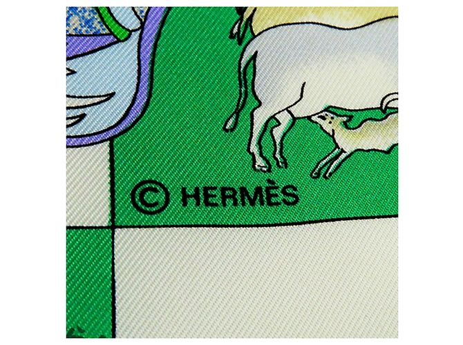 Sciarpa in seta Hermès Fantaisies Indiennes 90 verde - vista 4