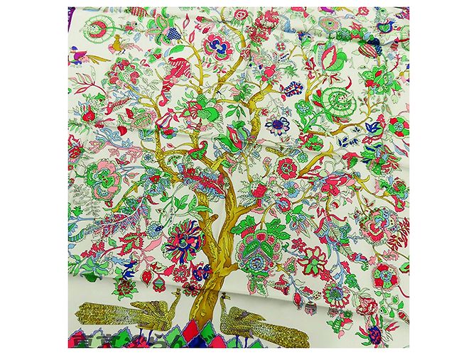 Sciarpa in seta Hermès Fantaisies Indiennes 90 verde - vista 8