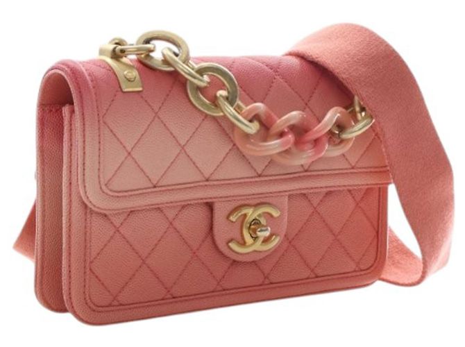 Borsa Chanel Small Quilted Caviar Sunset On The Sea Flap Rosa - vista 4
