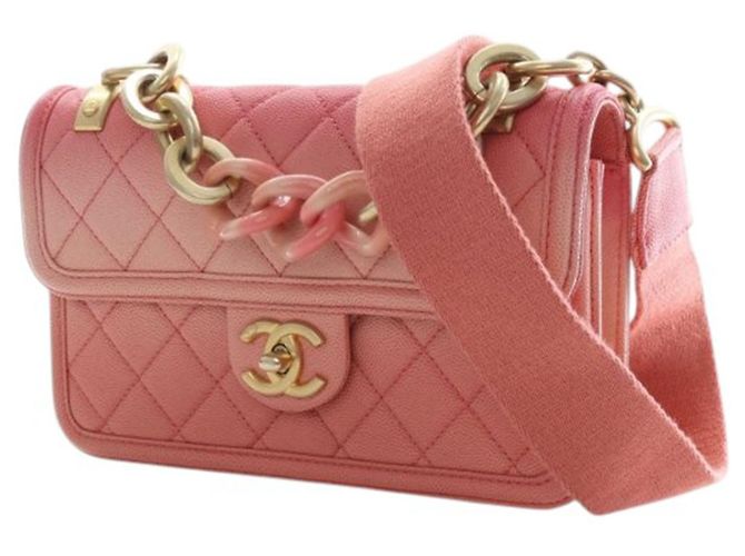 Borsa Chanel Small Quilted Caviar Sunset On The Sea Flap Rosa - vista 5
