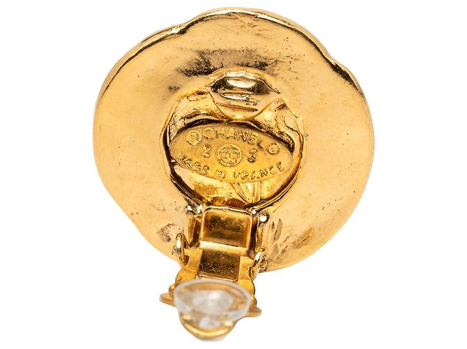 Orecchini a clip rotondi Chanel CC placcati oro D'oro - vista 3
