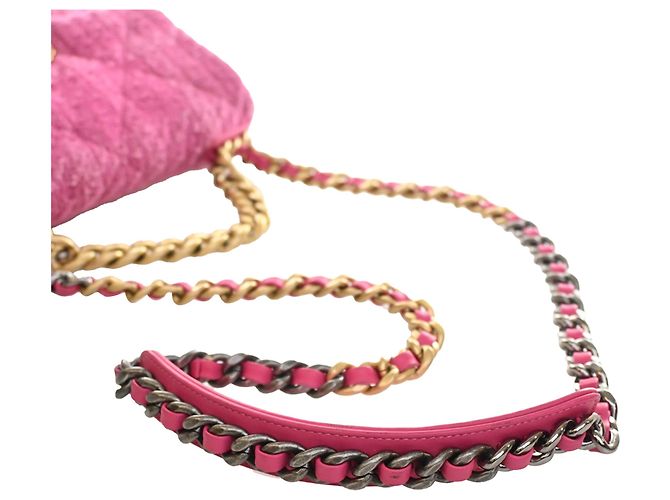 Borsa Chanel Medium Tweed 19 Flap Rosa - vista 14