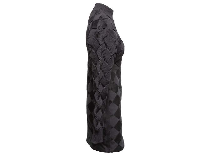 Herve Leger Bandage-Kleid schwarz, gewebt, langärmlig Größe US XS - Ansicht 2
