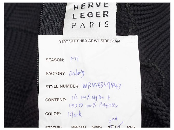 Herve Leger Bandage-Kleid schwarz, gewebt, langärmlig Größe US XS - Ansicht 5