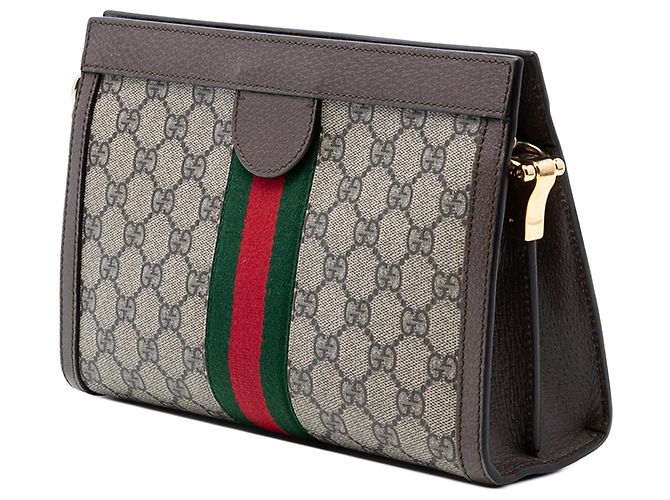 Borsa a Tracolla Gucci Small GG Supreme Web Ophidia Chain Beige - vista 2