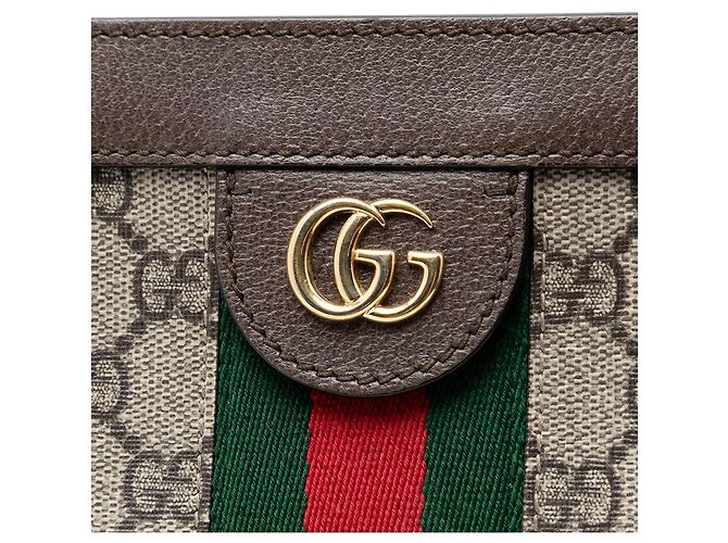 Borsa a Tracolla Gucci Small GG Supreme Web Ophidia Chain Beige - vista 5