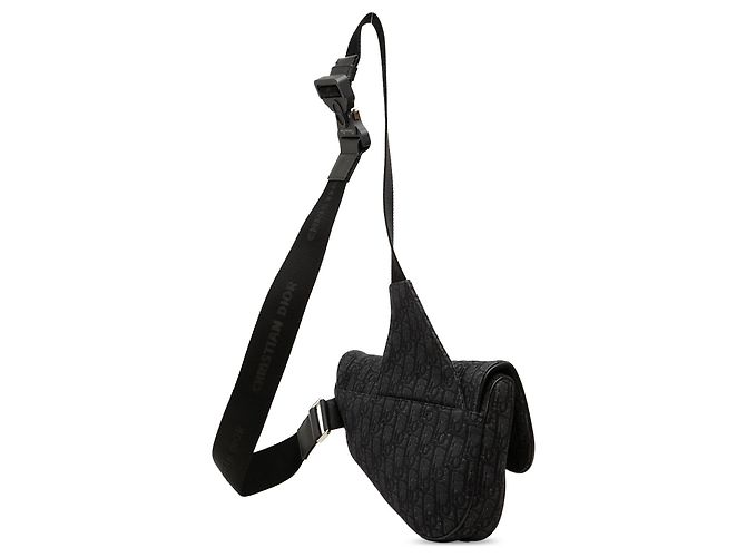 Bolso bandolera Saddle en lona Dior Oblique negro - vista 2