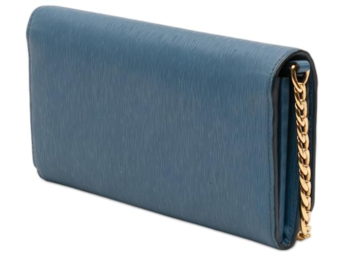 Borsa a tracolla Prada Saffiano Wallet On Chain Blu - vista 2