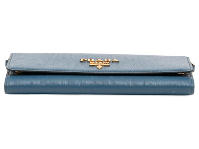Borsa a tracolla Prada Saffiano Wallet On Chain Blu - vista 3