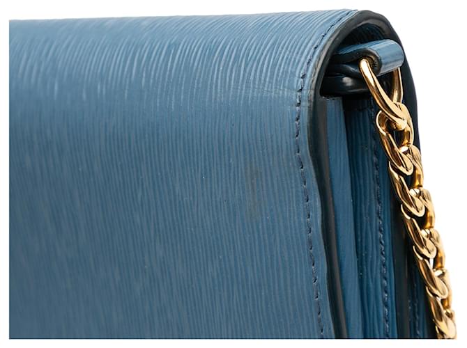 Borsa a tracolla Prada Saffiano Wallet On Chain Blu - vista 8