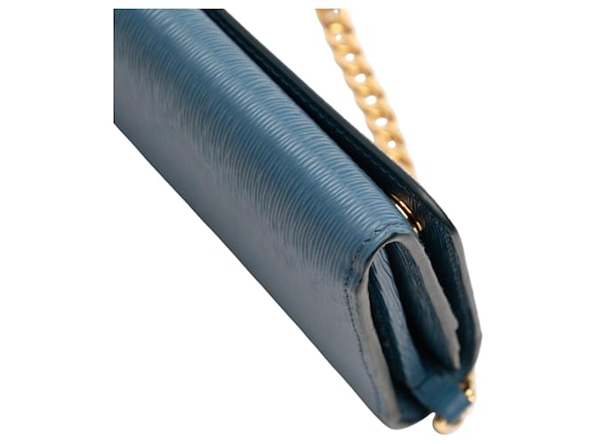 Borsa a tracolla Prada Saffiano Wallet On Chain Blu - vista 9