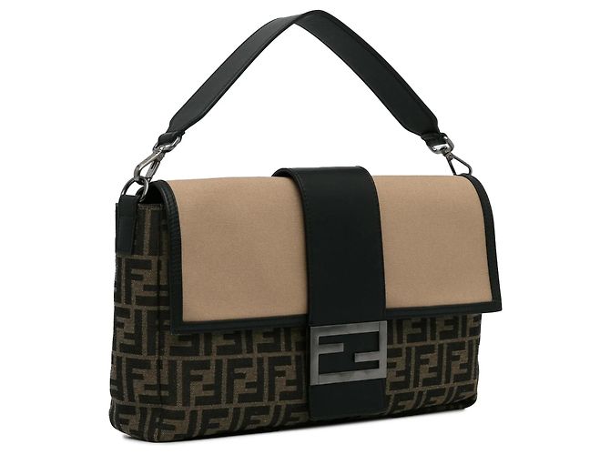 Borsa a tracolla convertibile Fendi Large Zucca Canvas Marrone - vista 2