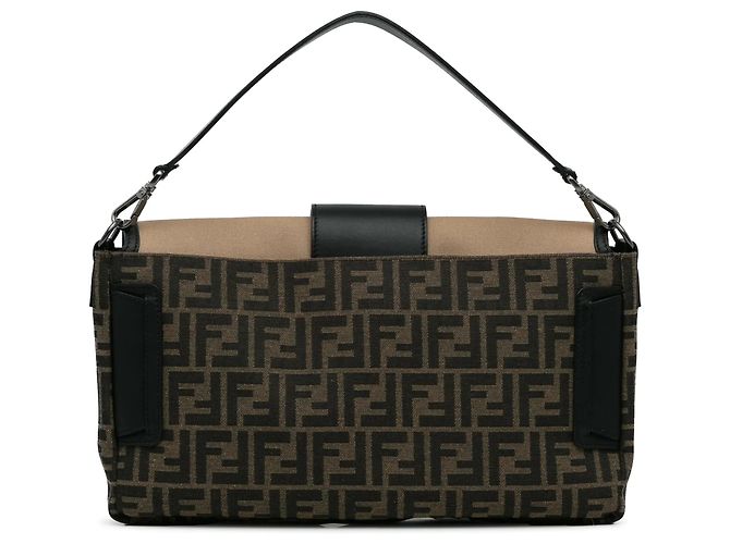 Borsa a tracolla convertibile Fendi Large Zucca Canvas Marrone - vista 4