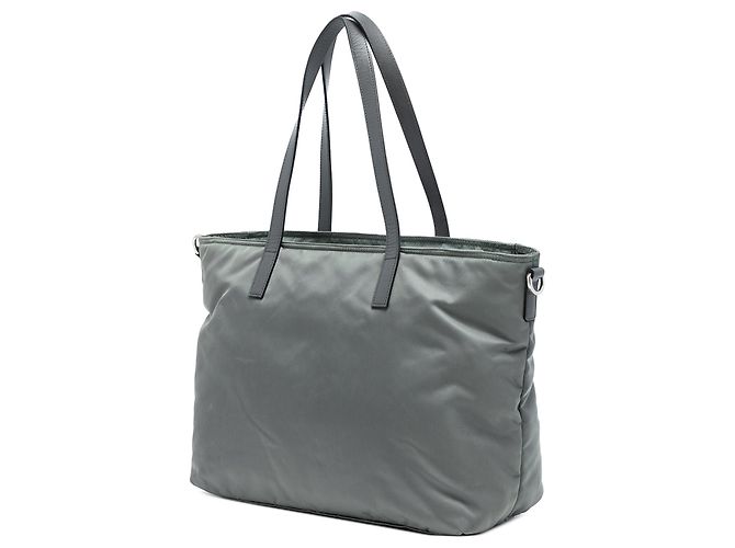 Borsa Tote Satchel Convertible con Zip Tessuto Prada Grigio - vista 2