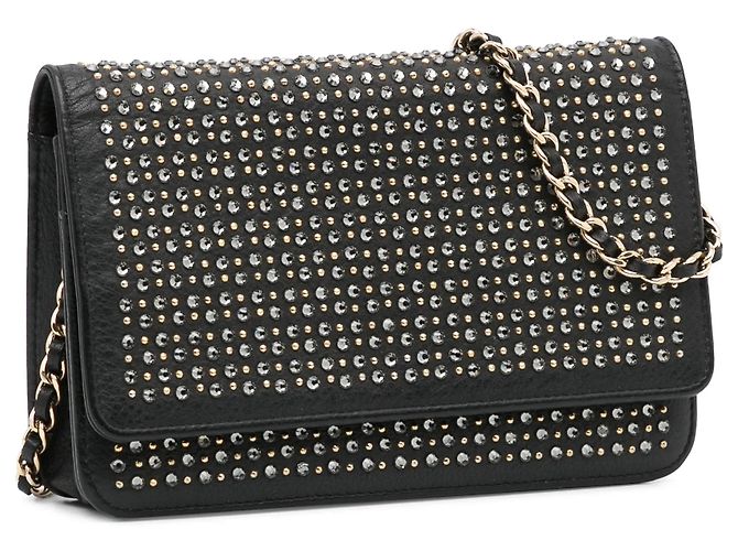 Borsa a tracolla Chanel Wallet on Chain in pelle borchiata nera Nero - vista 2