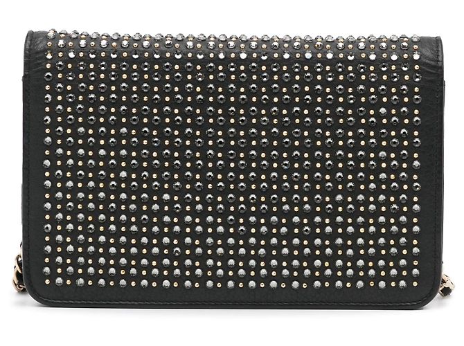 Borsa a tracolla Chanel Wallet on Chain in pelle borchiata nera Nero - vista 4