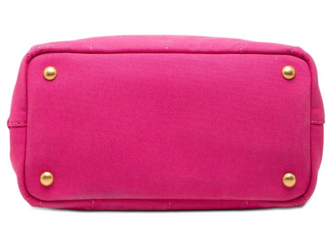 Tote Piccola borsa Prada in tela Canapa rosa con logo - vista 3