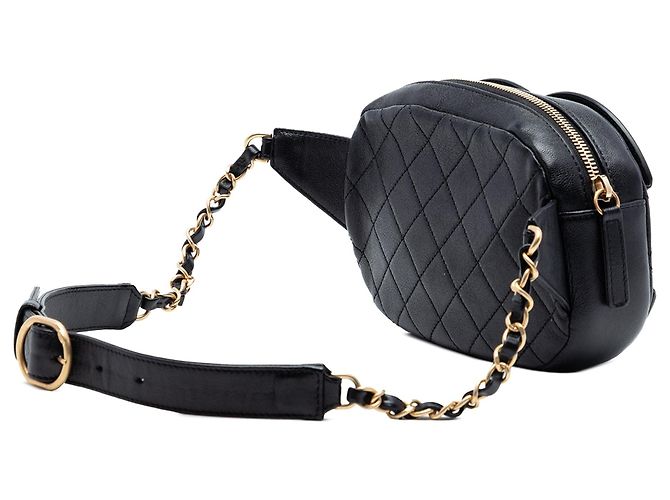 Borsa fotocamera Chanel CC in agnello trapuntato Coco Midnight nero - vista 2