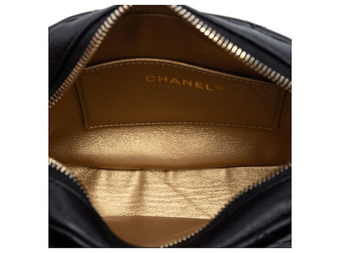 Borsa fotocamera Chanel CC in agnello trapuntato Coco Midnight nero - vista 4